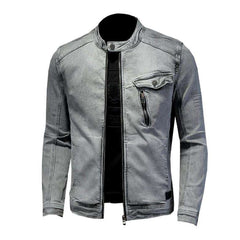 Chaqueta vaquera biker gris claro