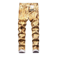 Ornament bemalt gelb Herren Jeans