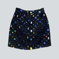 Minifalda vaquera bordada