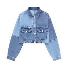 Two-tone patchwork denim jacket