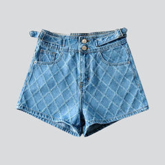 Ornament fabric women denim shorts