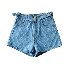 Ornament fabric women denim shorts