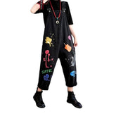 Painted baggy denim jumpsuit for women
