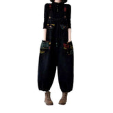 Black-painted women denim dungaree