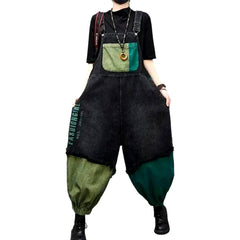 Dark rubber leg hem denim jumpsuit