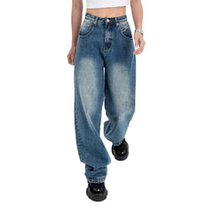 Vaqueros holgados de lavado medio estilo streetwear