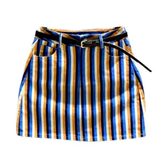 Color-striped women denim skirt