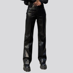 Pantalones vaqueros encerados de cintura alta para mujer