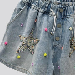 Shorts vaqueros con estrellas de diamantes de imitación