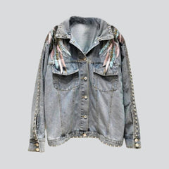 Wings embroidery women denim jacket