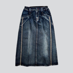 Vintage Jeansrock mit Bändern
