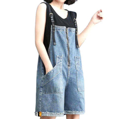 Damen-Jeans-Strampler mit Frontreißverschluss