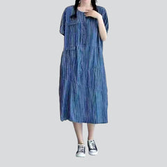 Vestido vaquero urbano largo a rayas
