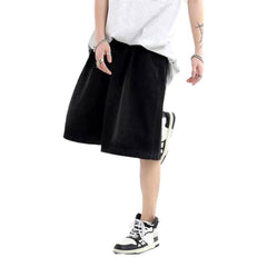 Retro baggy men denim shorts