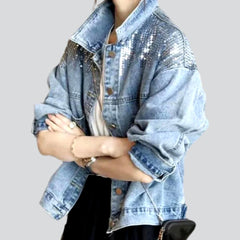 Sequin embellished women denim jacket