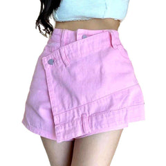 Irregular color women denim skort