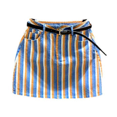 Color-striped women denim skirt
