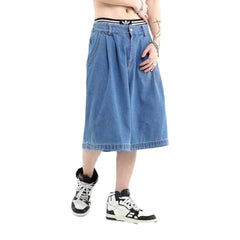 Retro baggy men denim shorts