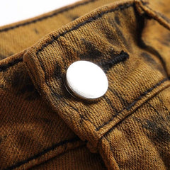 Orange over-dyed men jeans