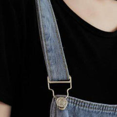 Roomy large pocket denim romper