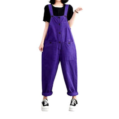 Solid color buttoned denim jumpsuit