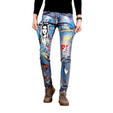 Color print stretchy men jeans