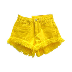 Einfarbige Distressed-Jeansshorts