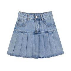 Plissierter Mini-Jeansrock
