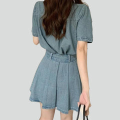 Vestido vaquero mini plisado para mujer