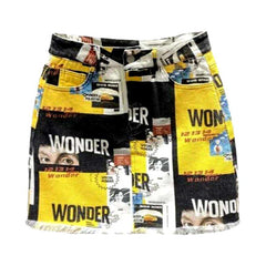 Jeansrock mit farbigem Journal-Print