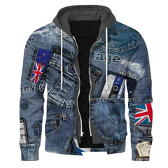 Uk flag digital print denim jacket