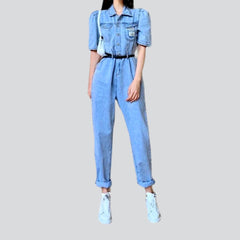 Short sleeve loose denim overall