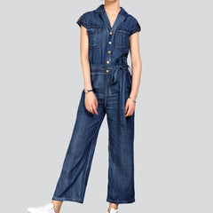Short sleeve women denim overall