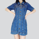 Kurzärmliges lässiges Jeanskleid