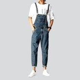 Schlichter, lockerer Jeans-Jumpsuit für Herren
