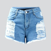 Skinny Jeansshorts im Used-Look für Damen