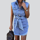 Ärmelloser Mini-Jeansrock