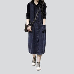 Sleeveless buttoned long denim dress