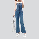 Ärmelloser ausgestellter Damen-Jeansoverall