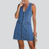 Ärmelloses Damen Sommer Jeanskleid