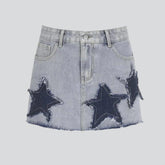 Mini-Jeansrock mit Sternenstickerei