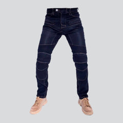 Stonewashed men biker jeans
