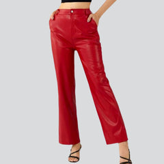 Straight color denim pants for women