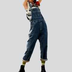 Straight loose denim jumpsuit for ladies