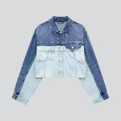 Chaqueta vaquera con bloques de color urbano para mujer