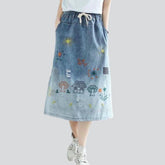 Streetfashion bestickter Jeansrock