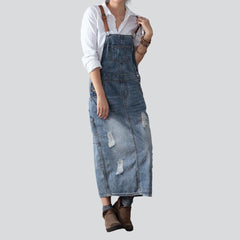 Street-style ripped overall dress