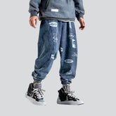 Jeans-Jogginghose mit Streetwear-Print für Herren