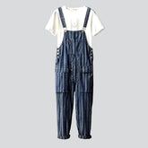 Cargo-Jeans-Jumpsuit mit Streifenmuster