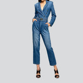 Stylischer Damen Jeansoverall mit V-Ausschnitt